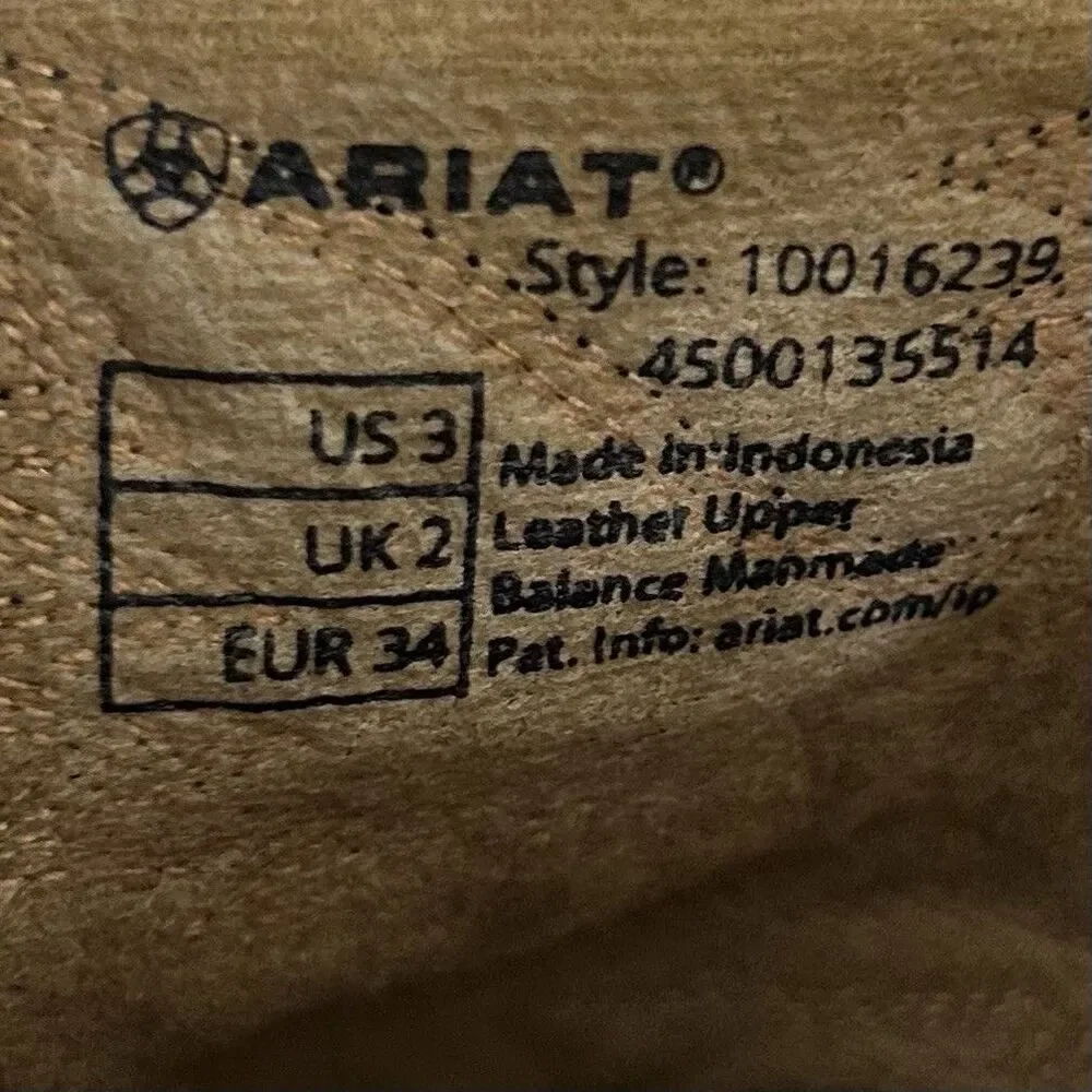 Ariat Heritage Roughstock Kids Size 3 Brown Black Western Cowboy Boots Used